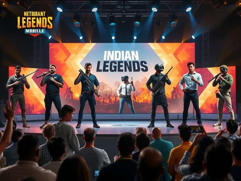 PUBG Mobile Indian Legends - National Tournament PUBG Mobile Indian Legends tournament in Mumbai with players competing on stage and a large crowd