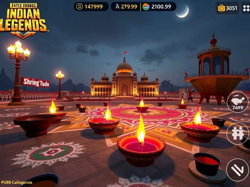 PUBG Mobile Indian Legends - Diwali Special Diwali celebration in PUBG Mobile Indian Legends with rangoli and diyas decorating the map