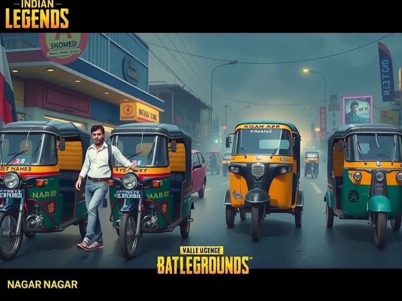 PUBG Mobile Indian Legends - Nagar Nagar Map Nagar Nagar map in PUBG Mobile Indian Legends showing a busy market area with auto-rickshaws